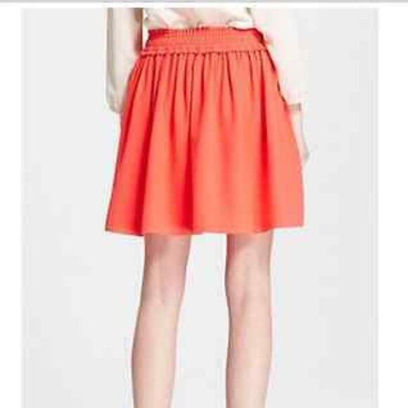 Kate Spade Crepe Gathered Neon Orange Cocktail A-line Relax Skirt Geranium Pink - Picture 5 of 5